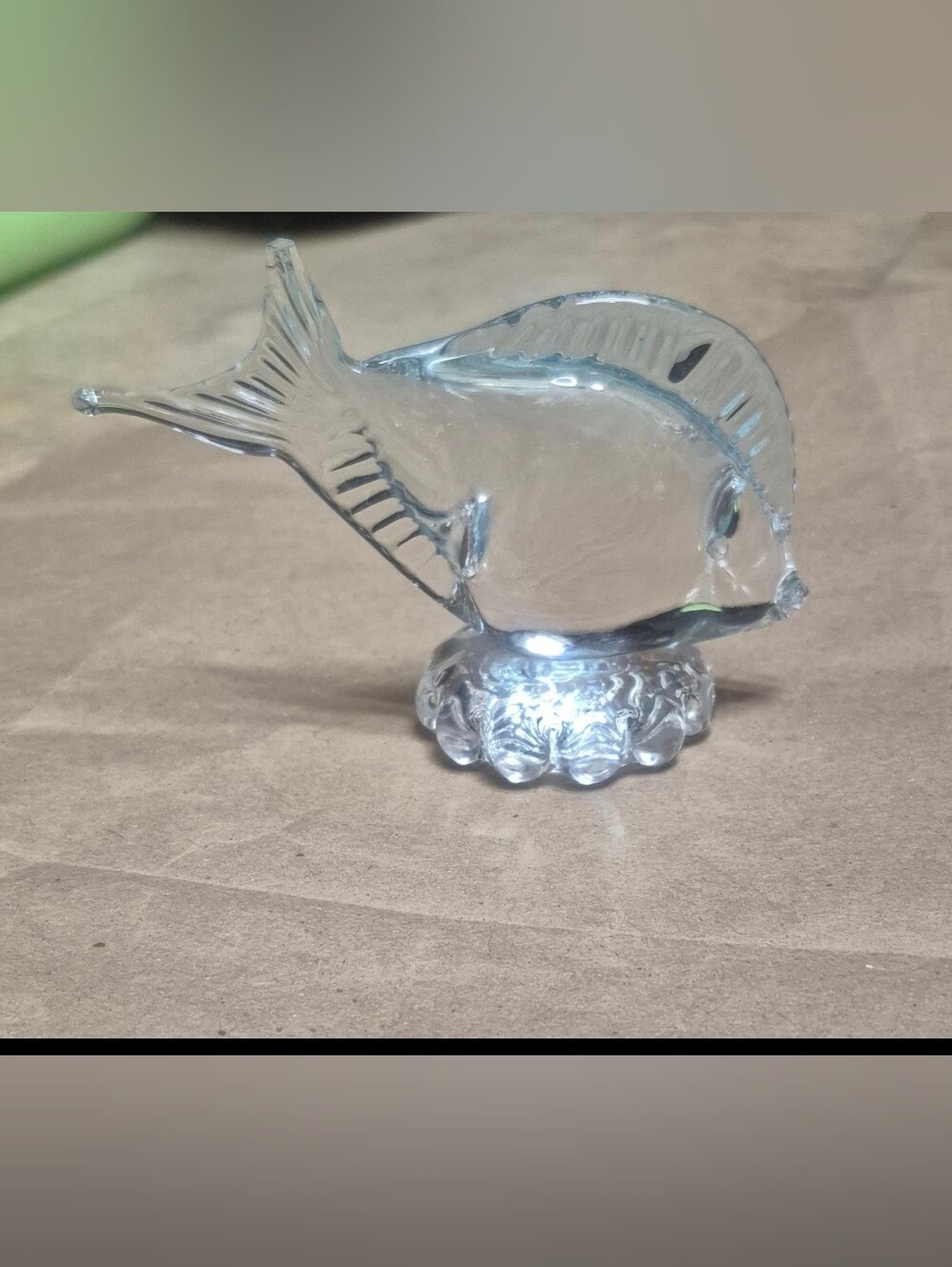 Clear Art Glass Fish Figurine Paperweight Sculpture 6” Nautical Decor